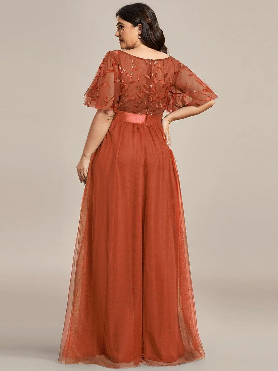 pretty SAPHIR|Plus Size Women's Embroidery Bridesmaid Dress with Short Sleeve - Image 56