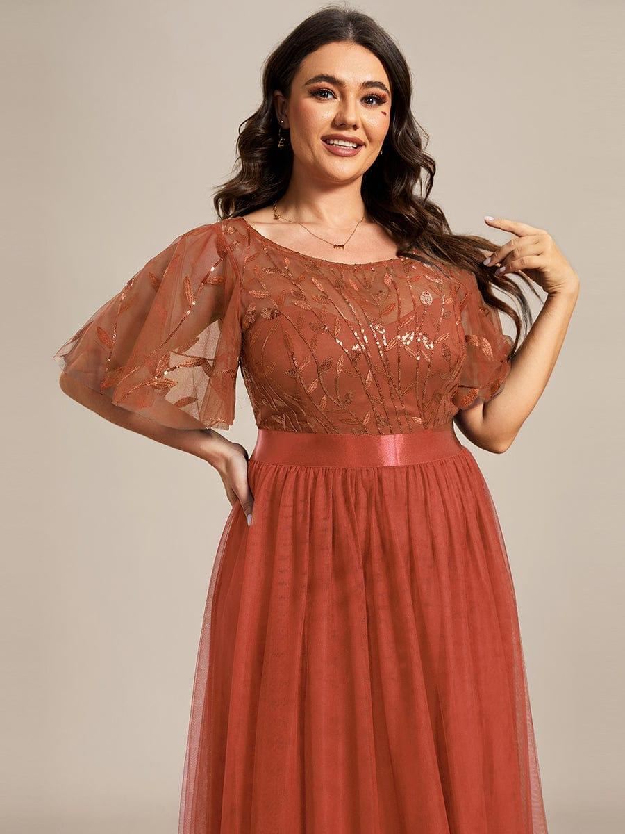 pretty SAPHIR|Plus Size Women's Embroidery Bridesmaid Dress with Short Sleeve - Image 57