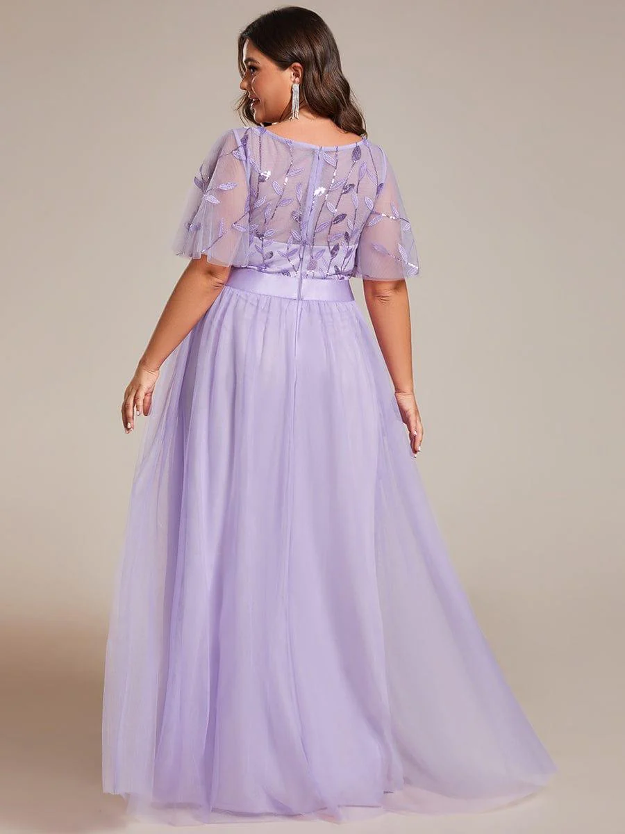 pretty SAPHIR|Plus Size Women's Embroidery Bridesmaid Dress with Short Sleeve - Image 61