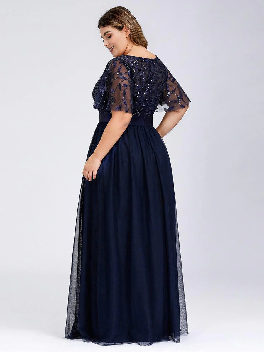 pretty SAPHIR|Plus Size Women's Embroidery Bridesmaid Dress with Short Sleeve - Image 7