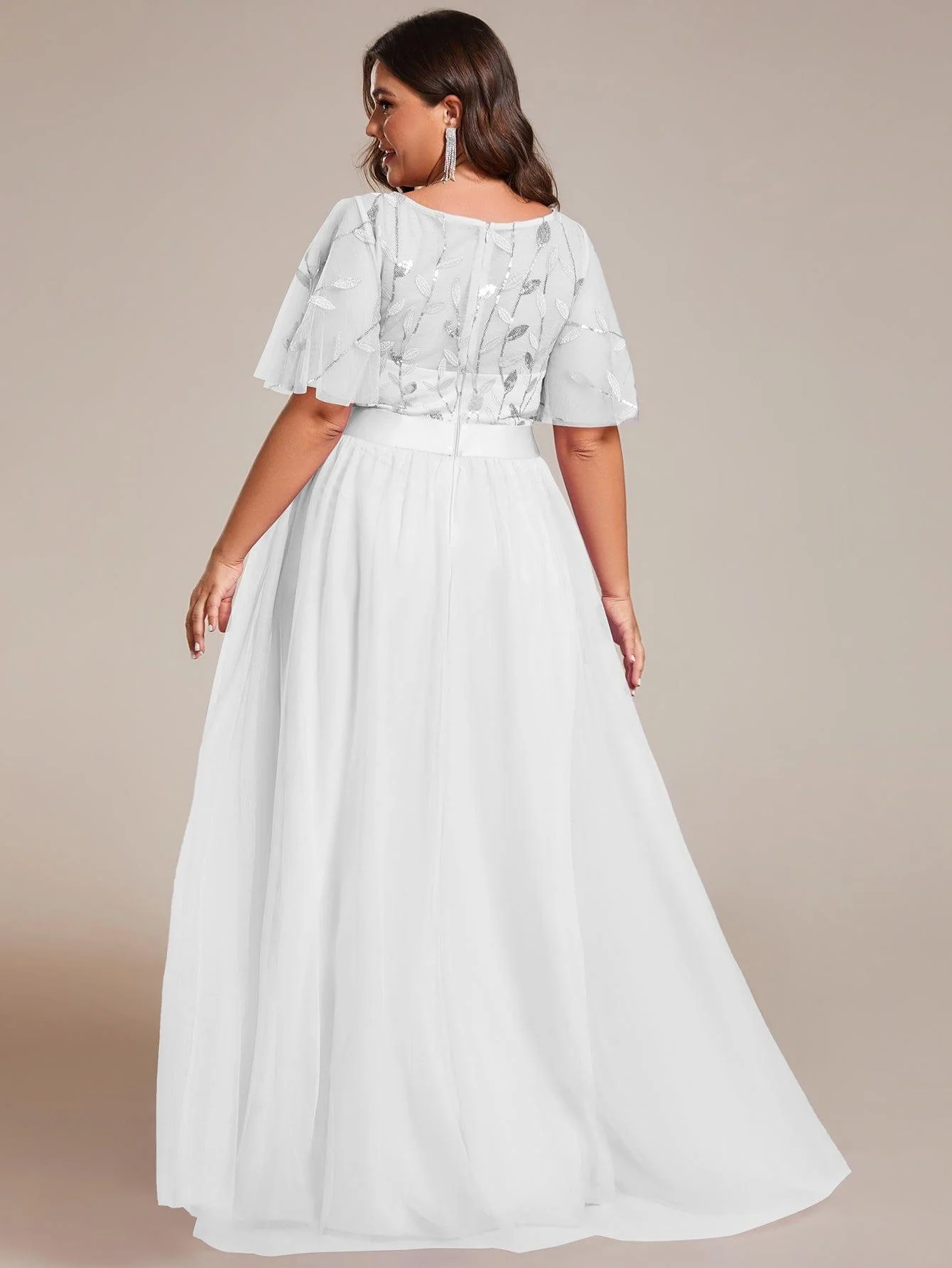 pretty SAPHIR|Plus Size Women's Embroidery Bridesmaid Dress with Short Sleeve - Image 86
