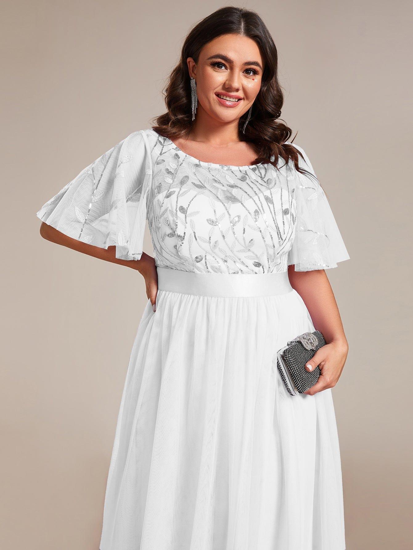 pretty SAPHIR|Plus Size Women's Embroidery Bridesmaid Dress with Short Sleeve - Image 87