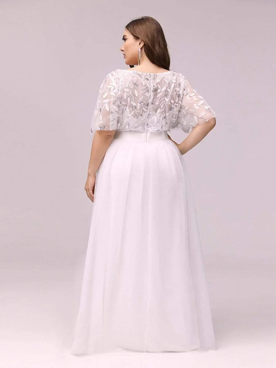 pretty SAPHIR|Plus Size Women's Embroidery Bridesmaid Dress with Short Sleeve - Image 91