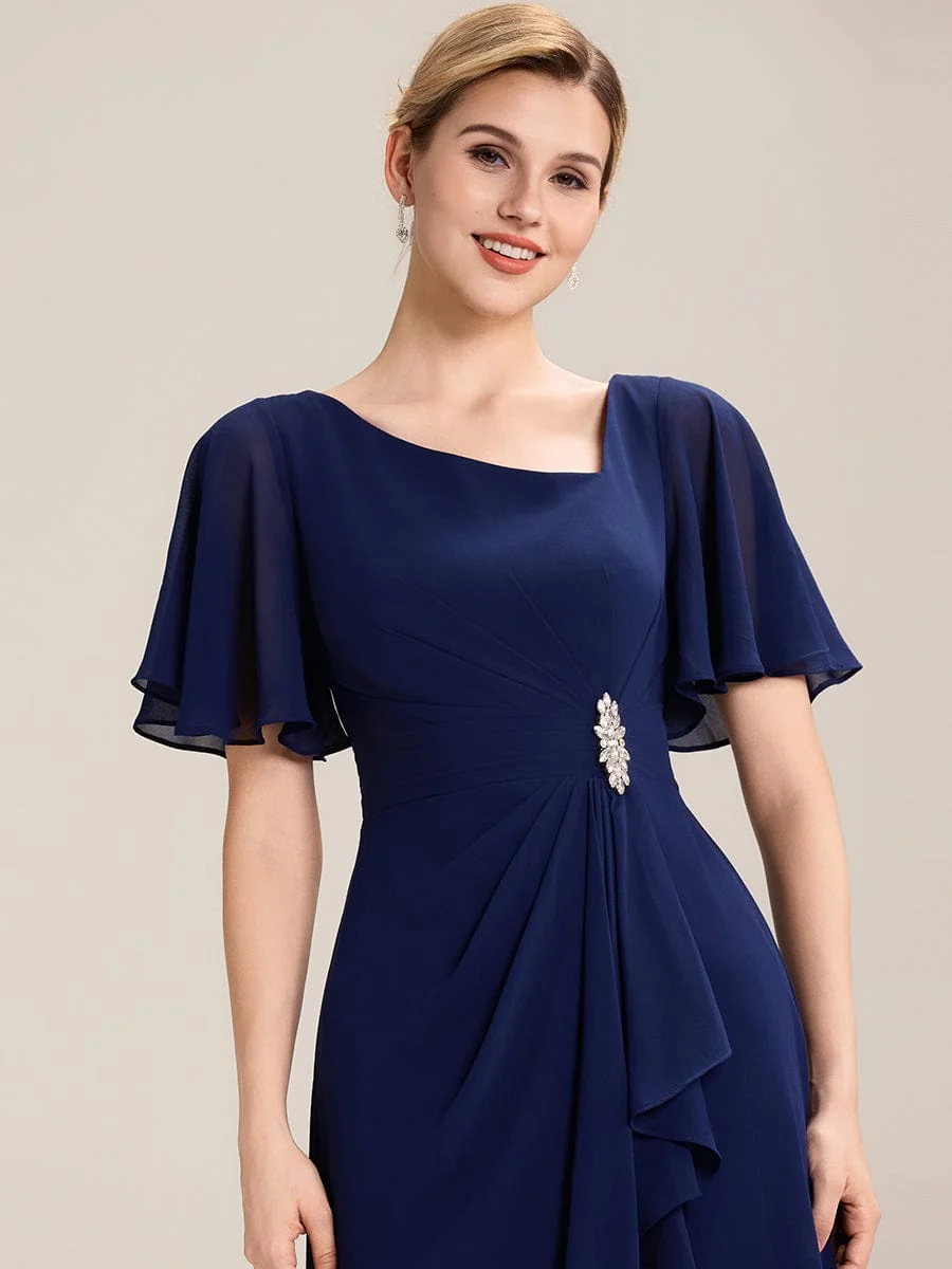 ever LILOU|Rhinestone Embellished Chiffon Ruffle Sleeve Wedding Guest Dress - Image 23