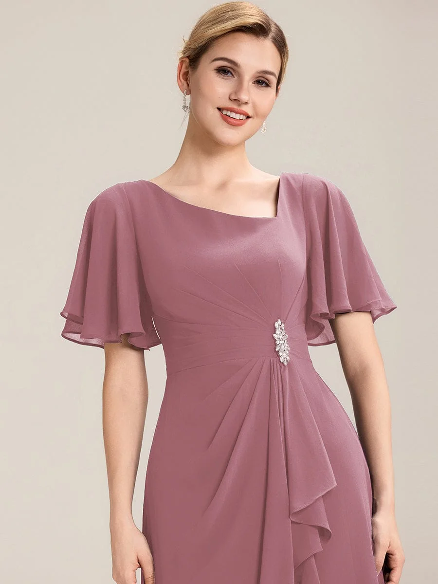 ever LILOU|Rhinestone Embellished Chiffon Ruffle Sleeve Wedding Guest Dress - Image 50