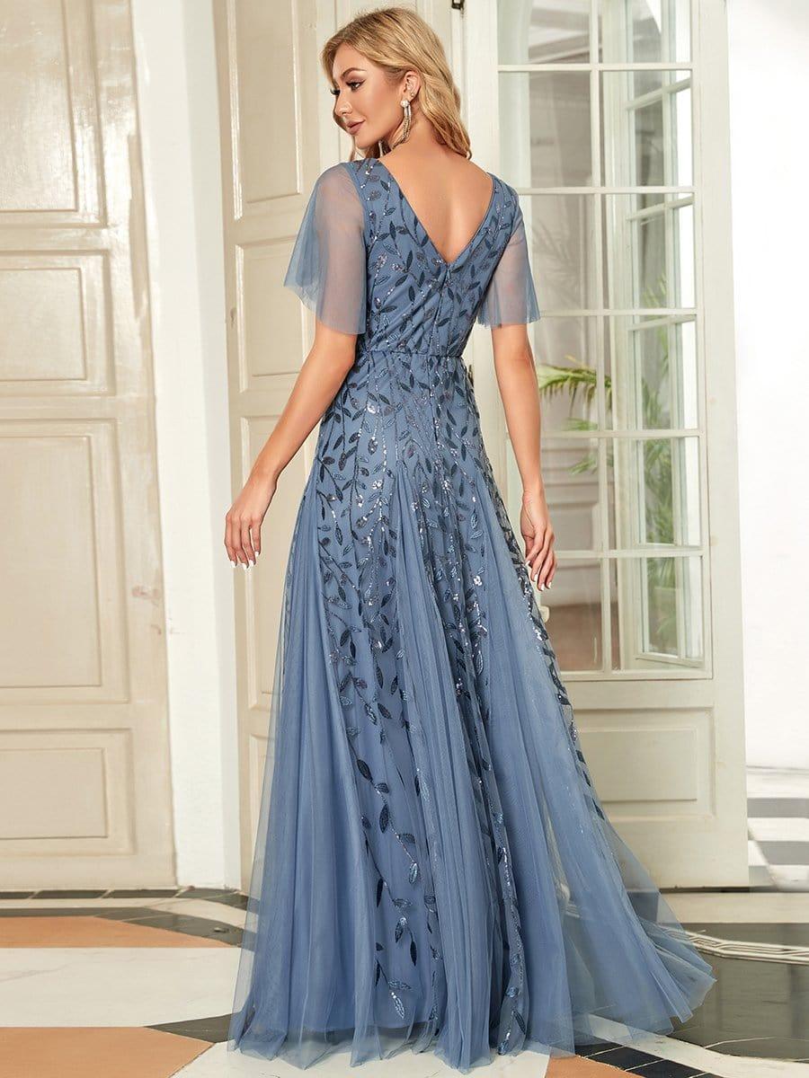 ever ASTRAL|Stunning V Neck Long Wedding Guest Dress with Ruffle Sleeves - Image 107