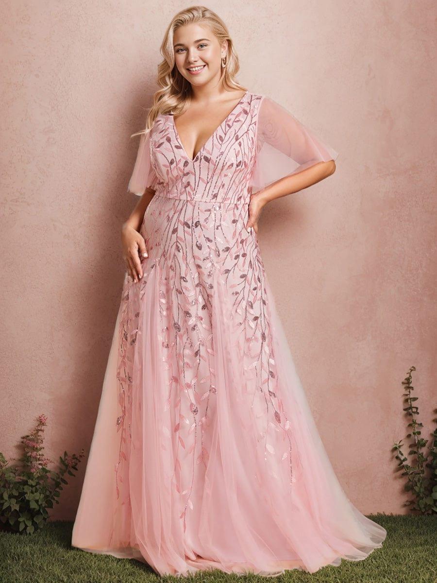 ever ASTRAL|Stunning V Neck Long Wedding Guest Dress with Ruffle Sleeves - Image 126