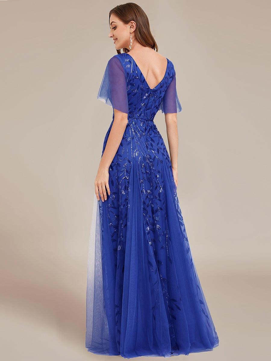 ever ASTRAL|Stunning V Neck Long Wedding Guest Dress with Ruffle Sleeves - Image 130