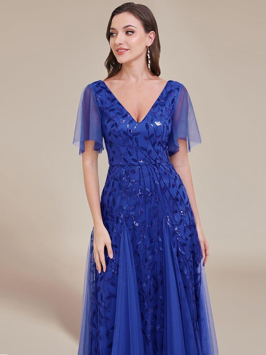 ever ASTRAL|Stunning V Neck Long Wedding Guest Dress with Ruffle Sleeves - Image 131
