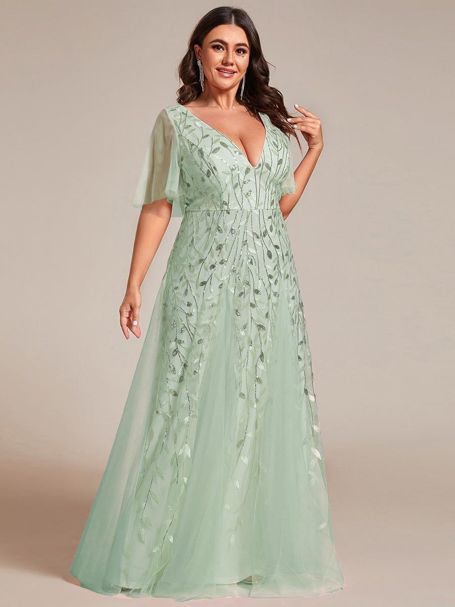 ever ASTRAL|Stunning V Neck Long Wedding Guest Dress with Ruffle Sleeves - Image 142