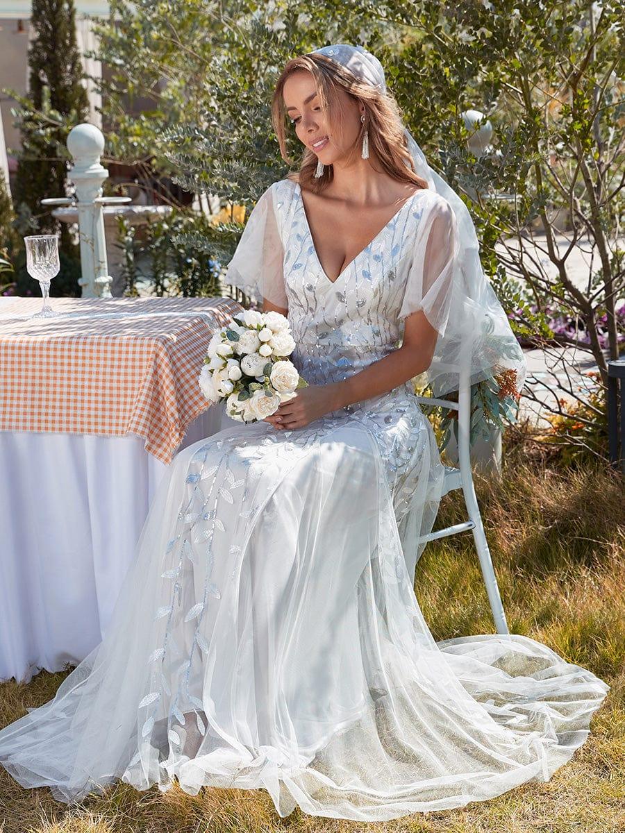 ever ASTRAL|Stunning V Neck Long Wedding Guest Dress with Ruffle Sleeves - Image 15