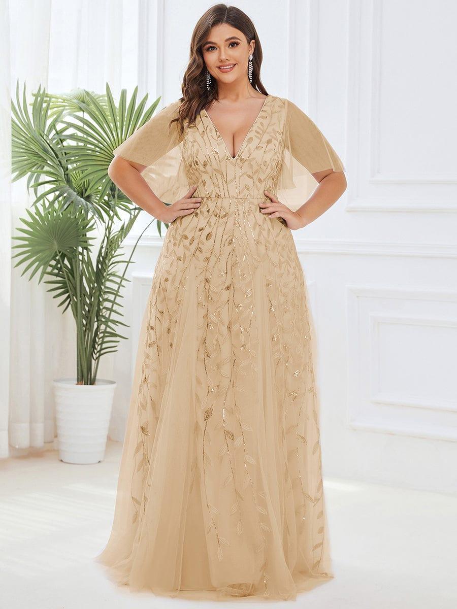 ever ASTRAL|Stunning V Neck Long Wedding Guest Dress with Ruffle Sleeves - Image 23