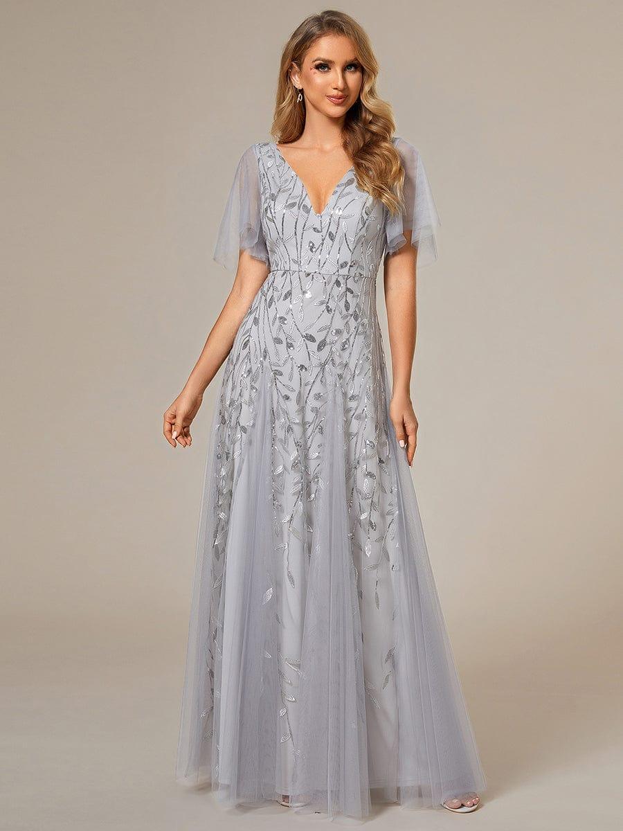 ever ASTRAL|Stunning V Neck Long Wedding Guest Dress with Ruffle Sleeves - Image 27