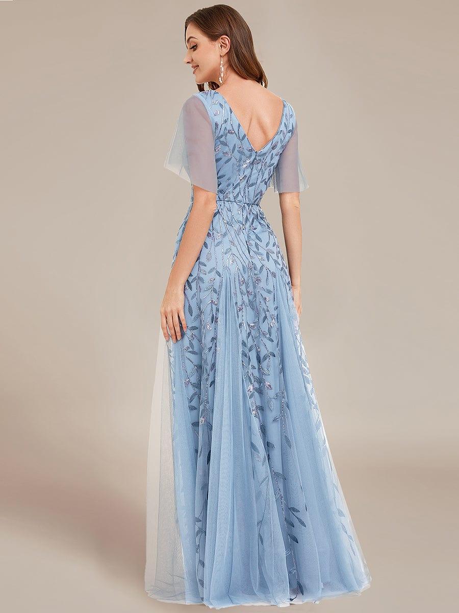 ever ASTRAL|Stunning V Neck Long Wedding Guest Dress with Ruffle Sleeves - Image 31