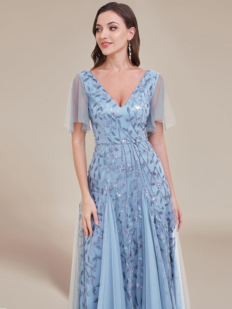 ever ASTRAL|Stunning V Neck Long Wedding Guest Dress with Ruffle Sleeves - Image 32