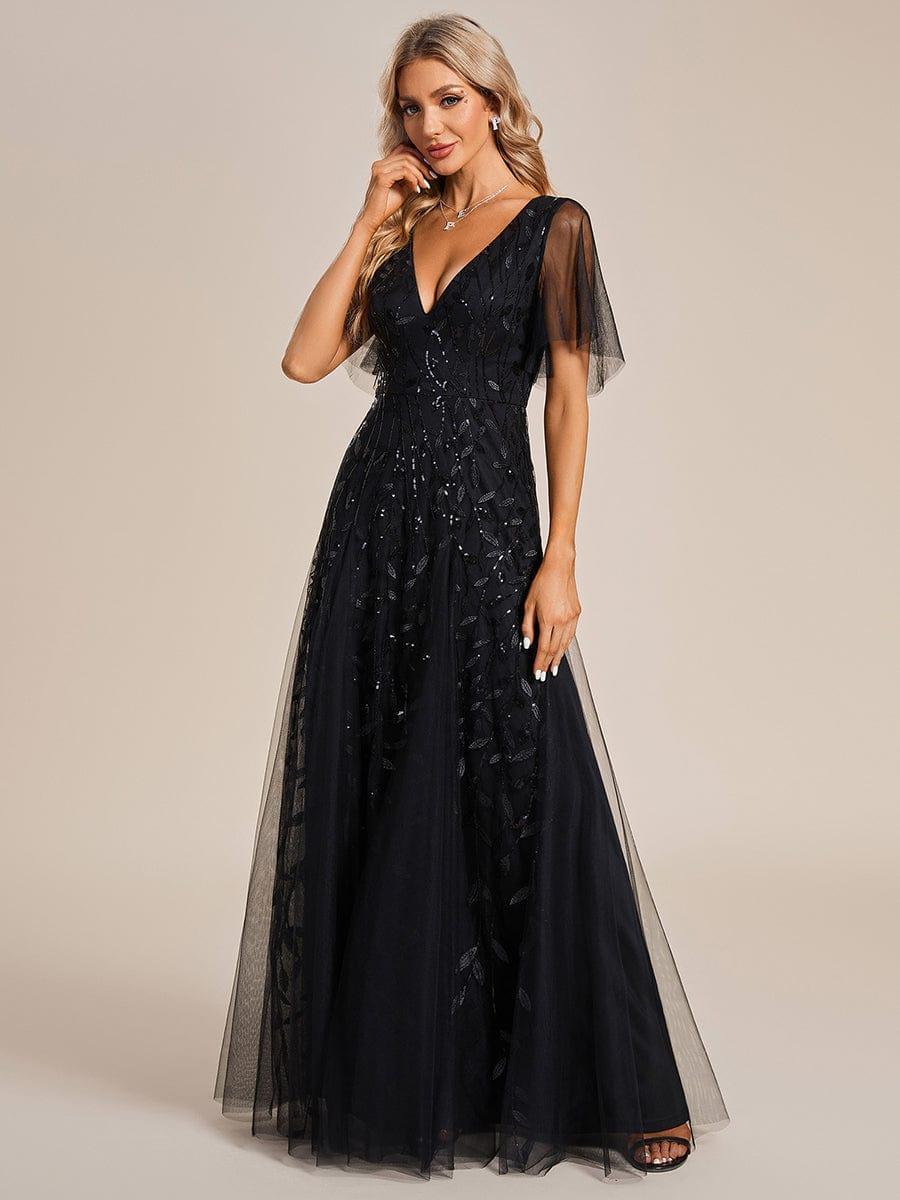 ever ASTRAL|Stunning V Neck Long Wedding Guest Dress with Ruffle Sleeves - Image 49