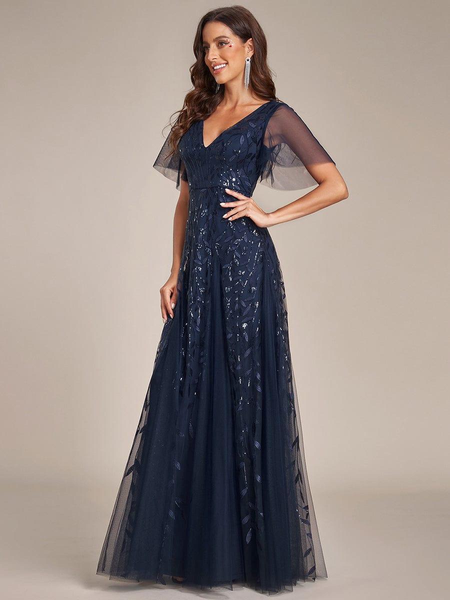 ever ASTRAL|Stunning V Neck Long Wedding Guest Dress with Ruffle Sleeves - Image 59