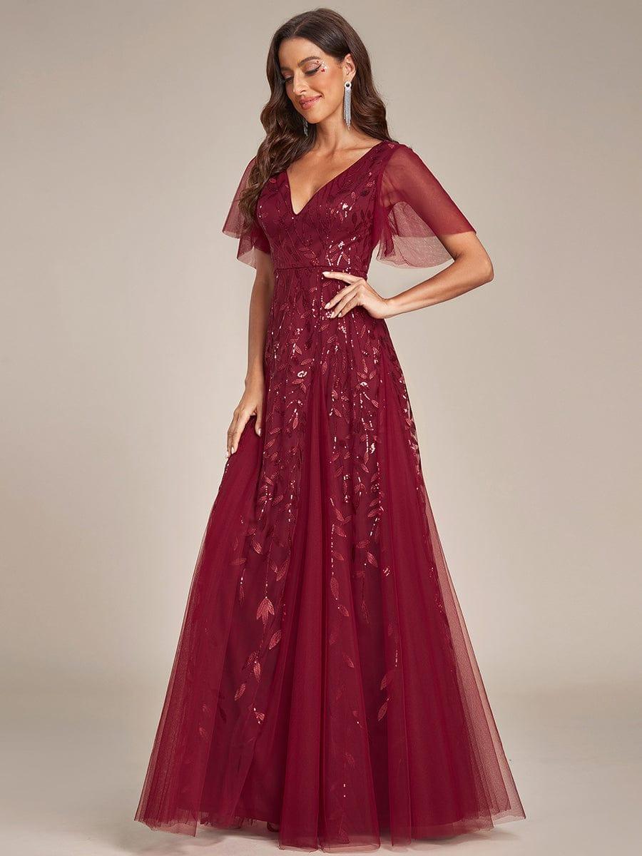 ever ASTRAL|Stunning V Neck Long Wedding Guest Dress with Ruffle Sleeves - Image 75