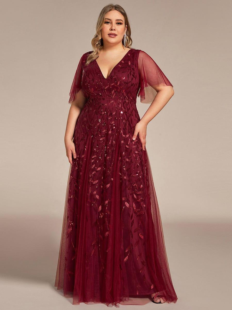 ever ASTRAL|Stunning V Neck Long Wedding Guest Dress with Ruffle Sleeves - Image 76