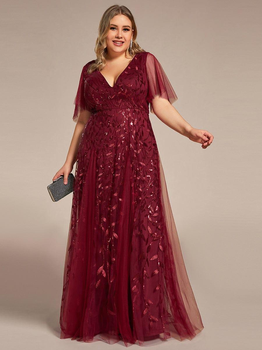 ever ASTRAL|Stunning V Neck Long Wedding Guest Dress with Ruffle Sleeves - Image 79