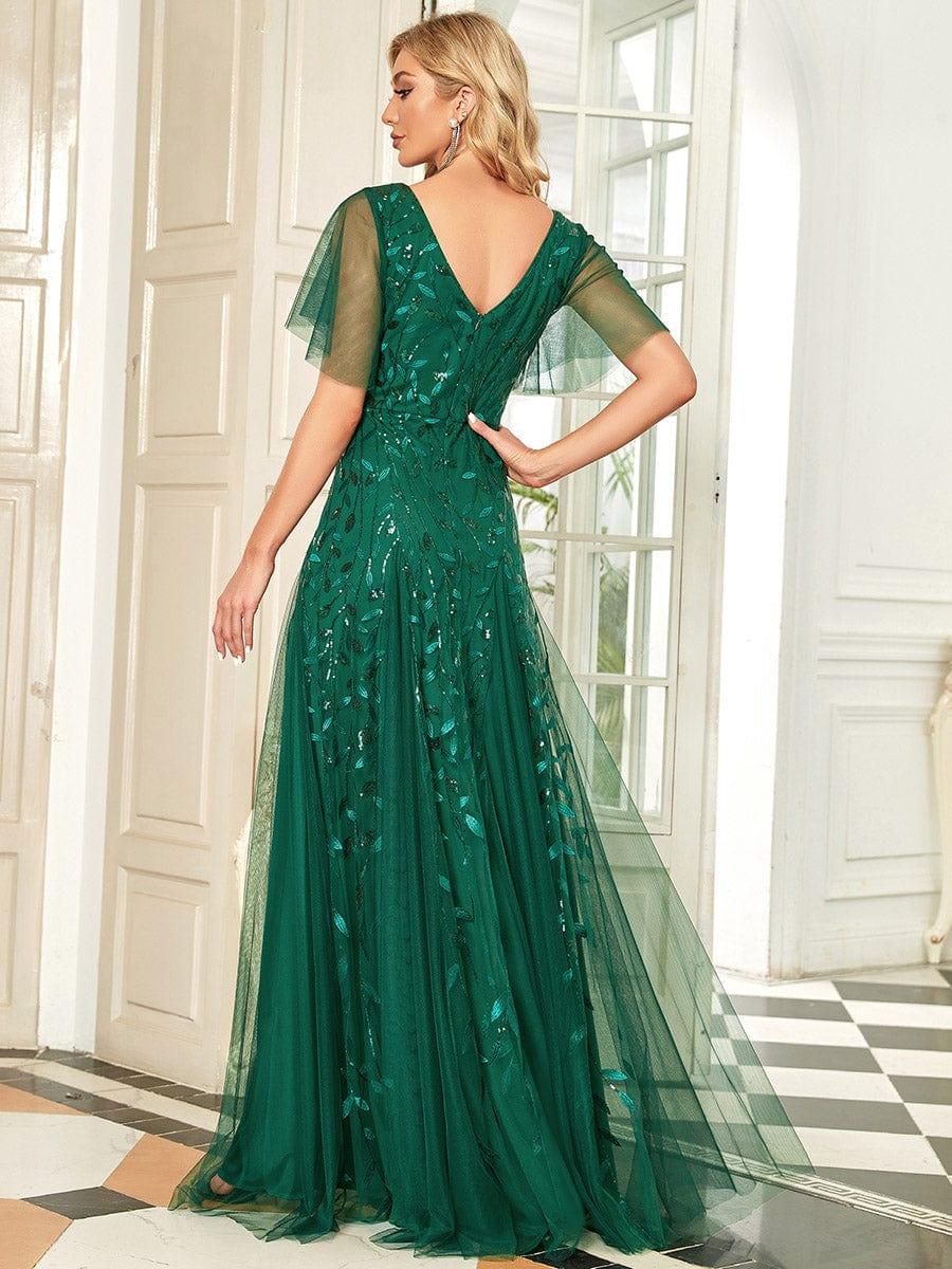 ever ASTRAL|Stunning V Neck Long Wedding Guest Dress with Ruffle Sleeves - Image 8