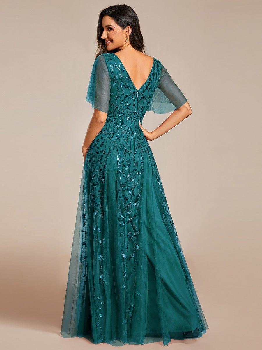 ever ASTRAL|Stunning V Neck Long Wedding Guest Dress with Ruffle Sleeves - Image 80
