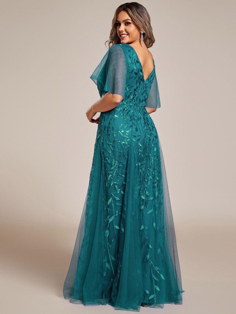ever ASTRAL|Stunning V Neck Long Wedding Guest Dress with Ruffle Sleeves - Image 85