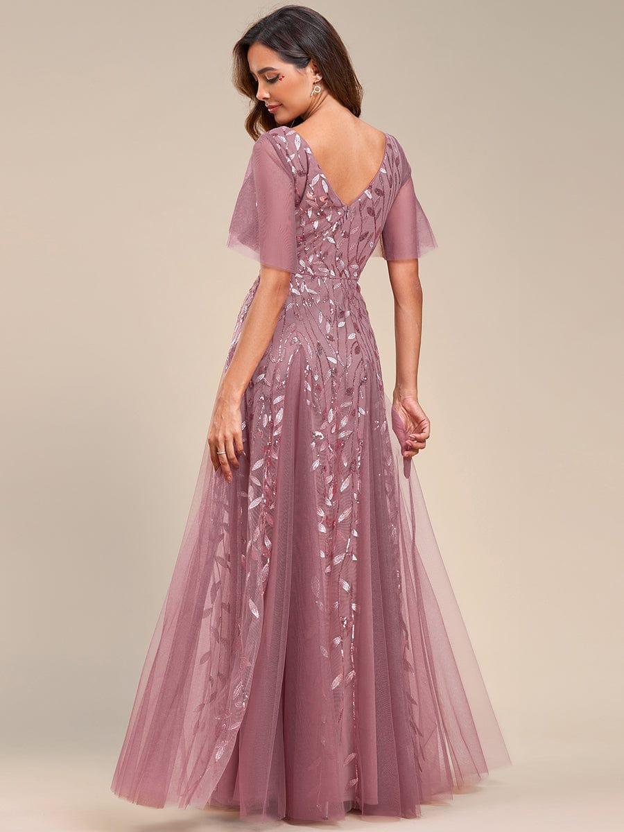 ever ASTRAL|Stunning V Neck Long Wedding Guest Dress with Ruffle Sleeves - Image 88