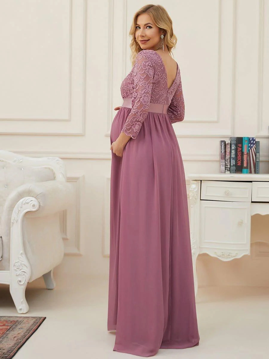 ever KALANI|Round Neck V Back 3/4 Sleeves Embroidered Maternity Dress - Image 10