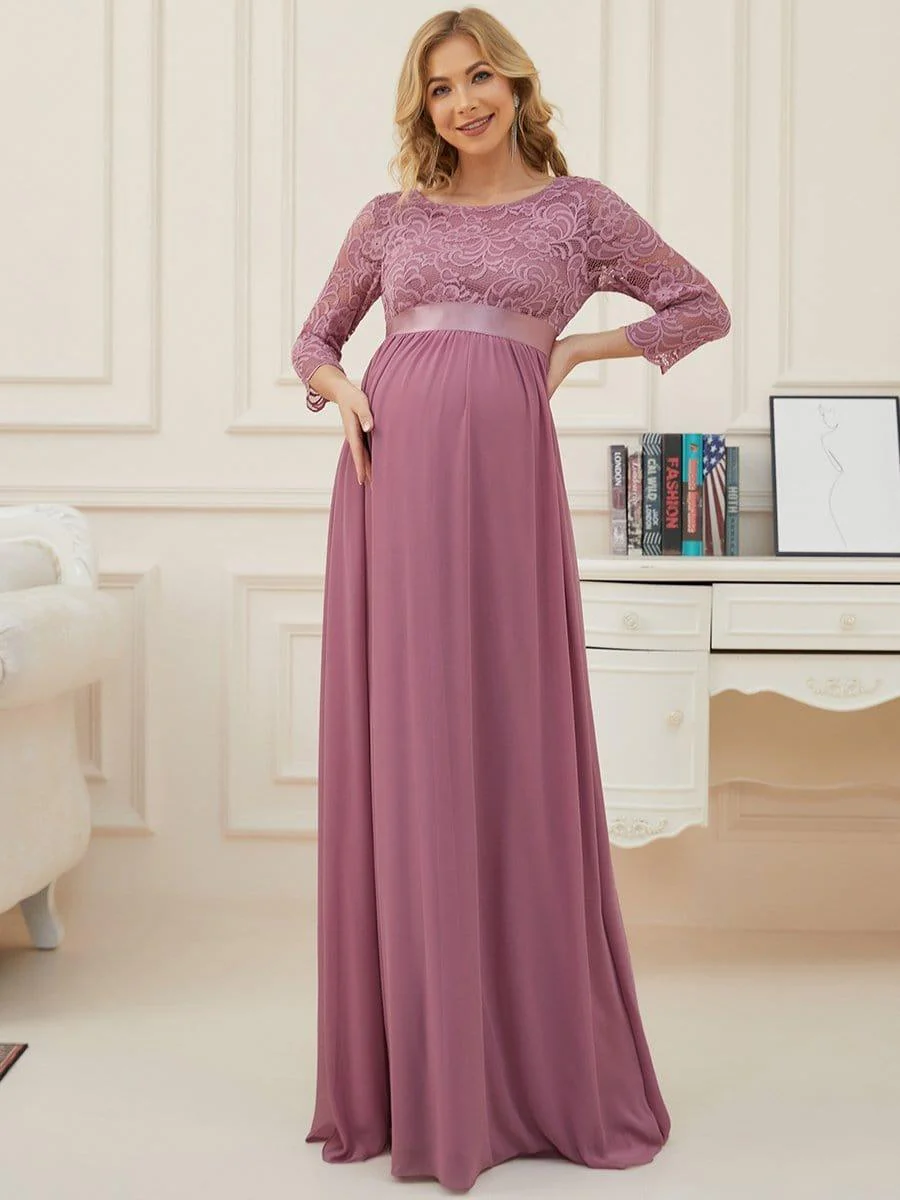ever KALANI|Round Neck V Back 3/4 Sleeves Embroidered Maternity Dress - Image 11