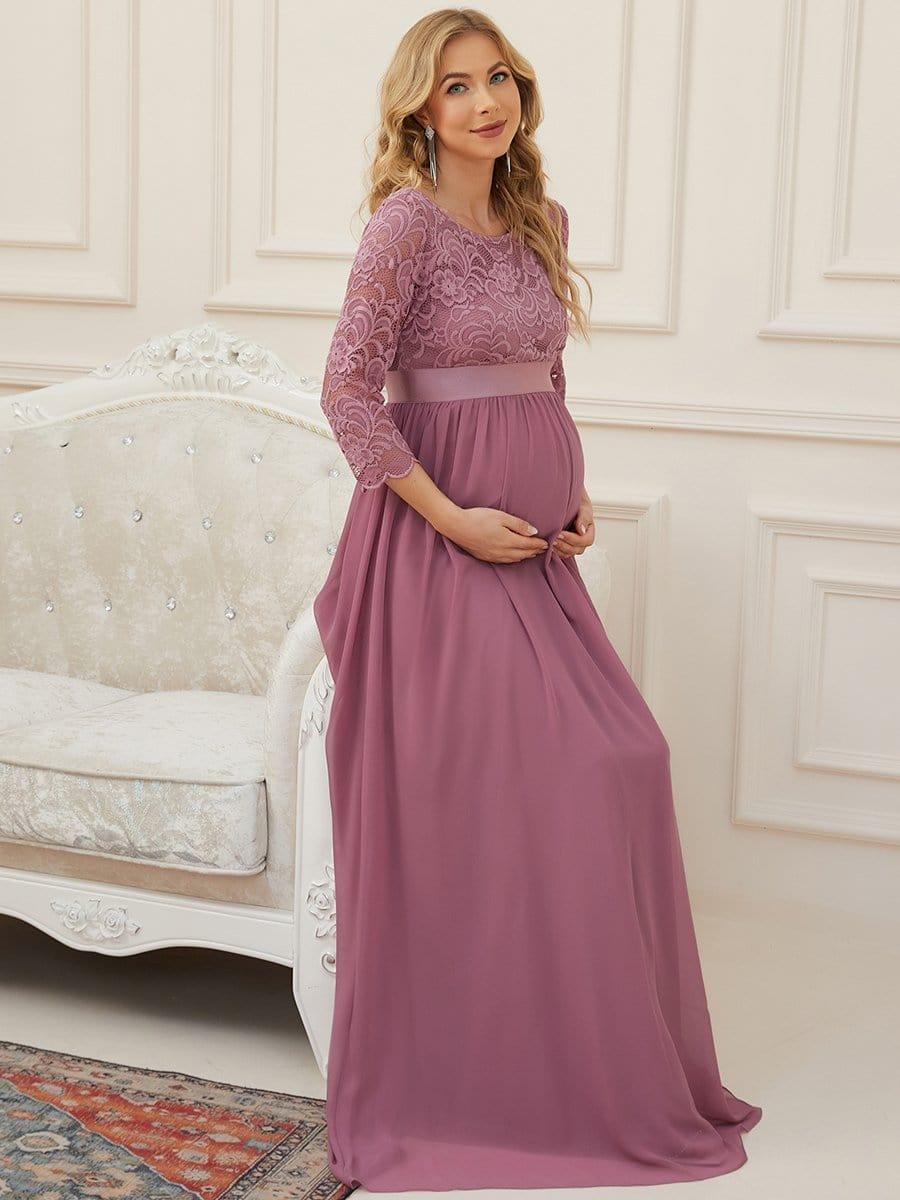 ever KALANI|Round Neck V Back 3/4 Sleeves Embroidered Maternity Dress - Image 13