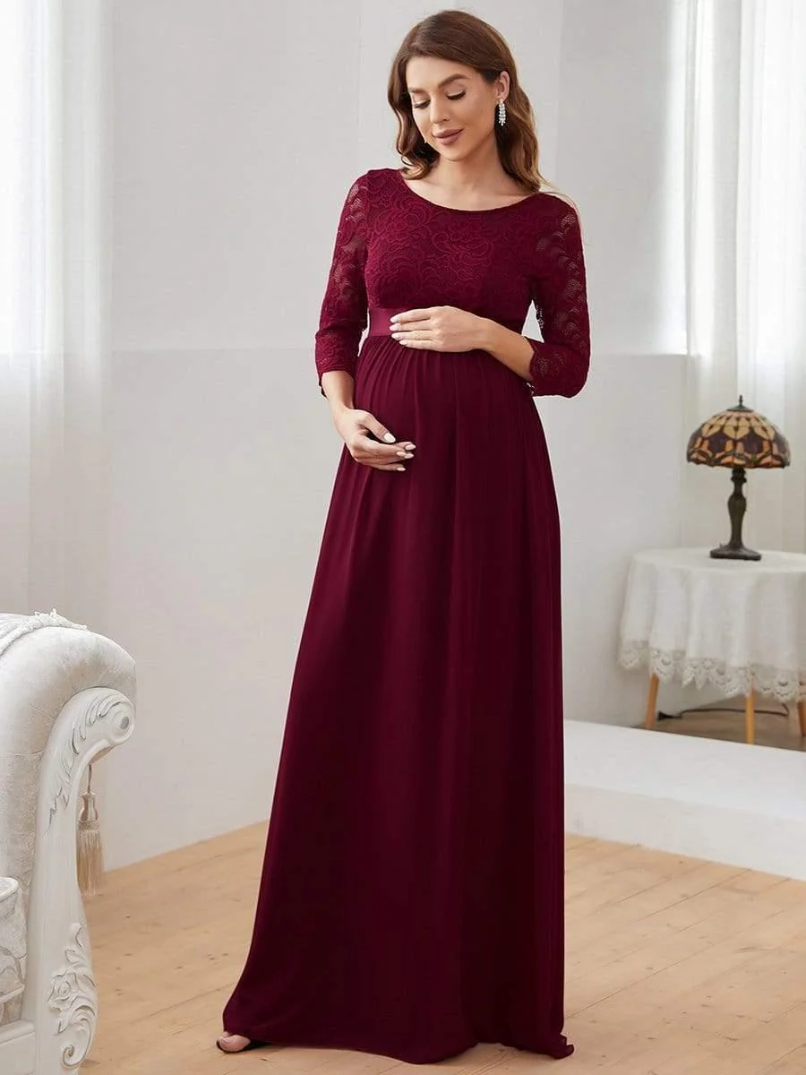 ever KALANI|Round Neck V Back 3/4 Sleeves Embroidered Maternity Dress - Image 14