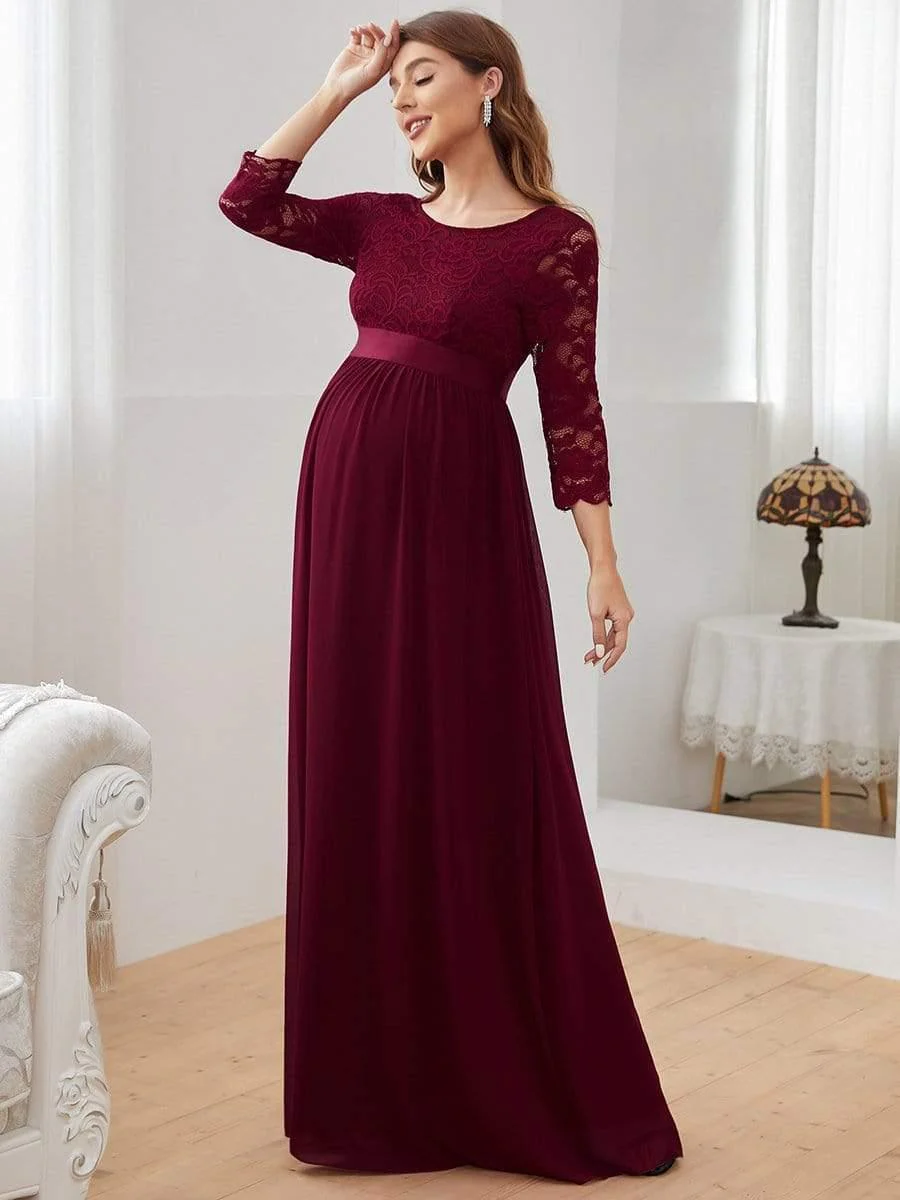ever KALANI|Round Neck V Back 3/4 Sleeves Embroidered Maternity Dress - Image 16