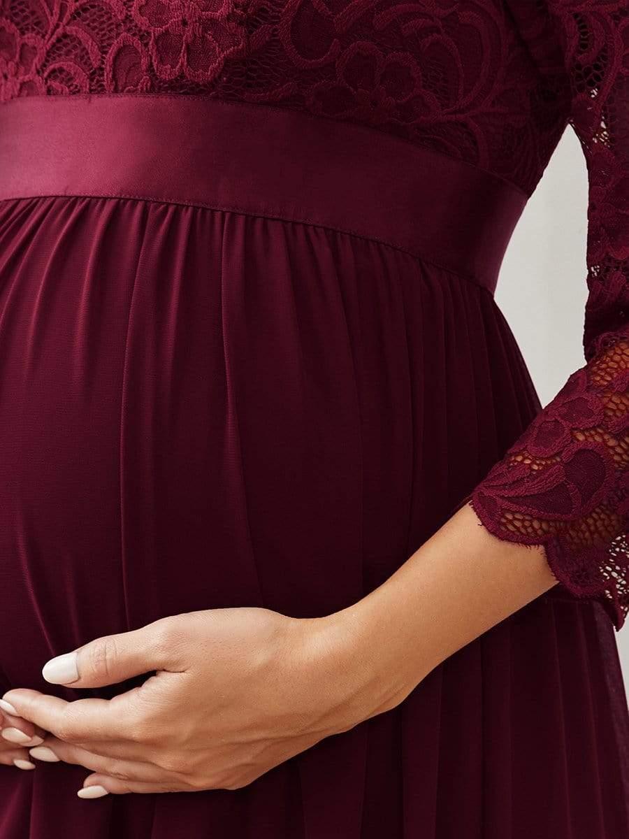 ever KALANI|Round Neck V Back 3/4 Sleeves Embroidered Maternity Dress - Image 17