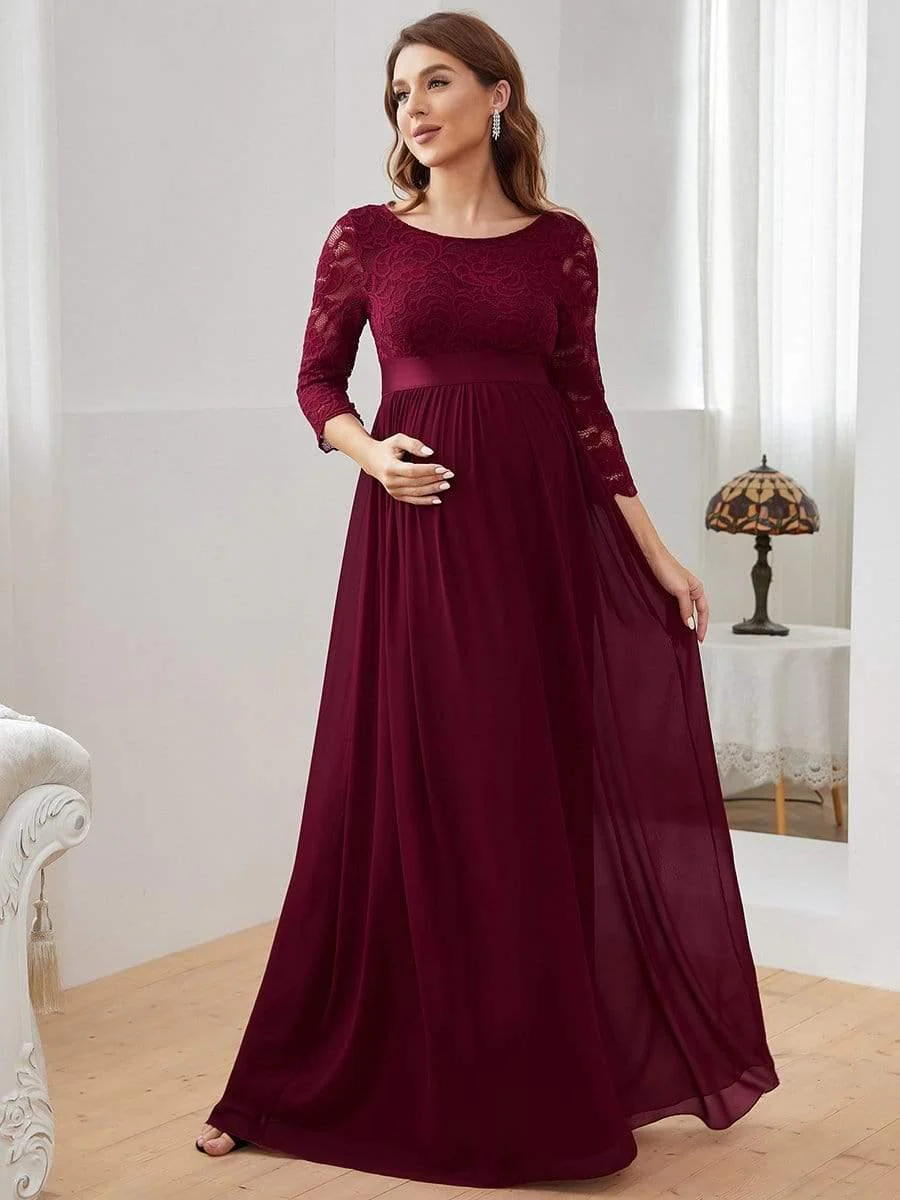 ever KALANI|Round Neck V Back 3/4 Sleeves Embroidered Maternity Dress - Image 18