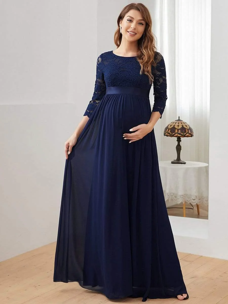 ever KALANI|Round Neck V Back 3/4 Sleeves Embroidered Maternity Dress - Image 19