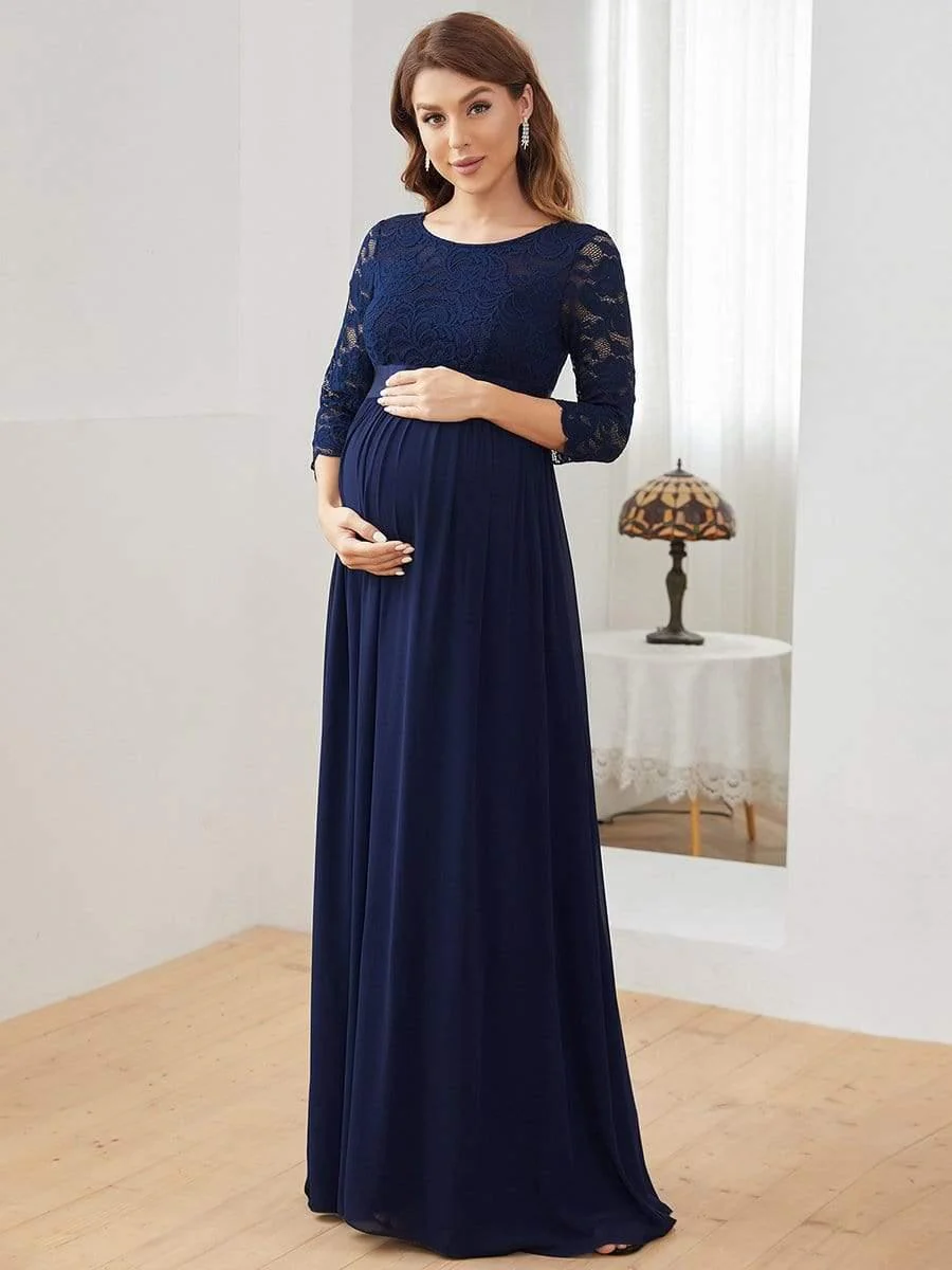 ever KALANI|Round Neck V Back 3/4 Sleeves Embroidered Maternity Dress - Image 20