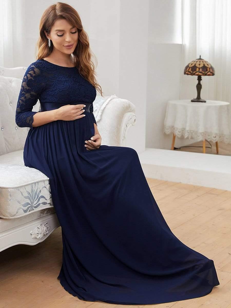 ever KALANI|Round Neck V Back 3/4 Sleeves Embroidered Maternity Dress - Image 22