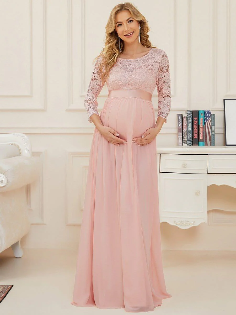 ever KALANI|Round Neck V Back 3/4 Sleeves Embroidered Maternity Dress - Image 23