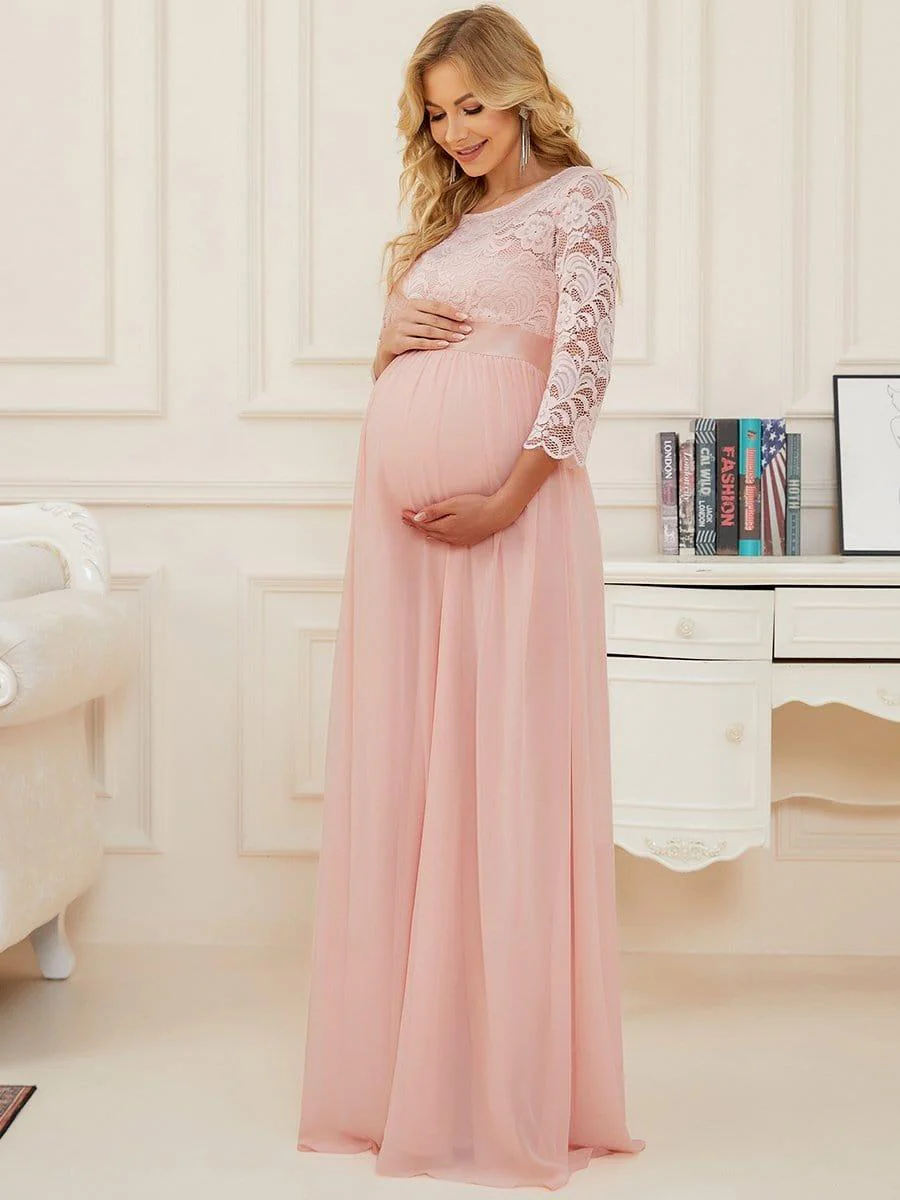 ever KALANI|Round Neck V Back 3/4 Sleeves Embroidered Maternity Dress - Image 25