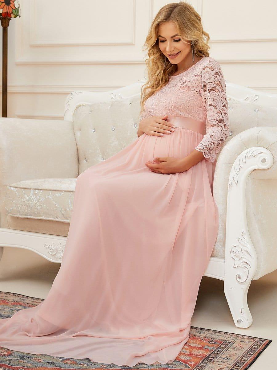 ever KALANI|Round Neck V Back 3/4 Sleeves Embroidered Maternity Dress - Image 26