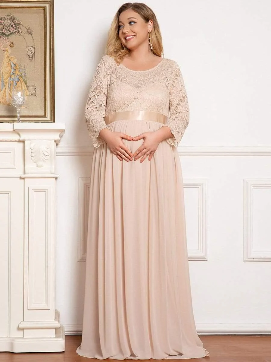 ever KALANI|Round Neck V Back 3/4 Sleeves Embroidered Maternity Dress - Image 5