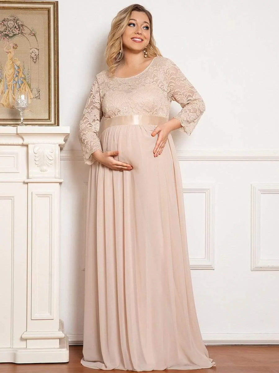 ever KALANI|Round Neck V Back 3/4 Sleeves Embroidered Maternity Dress - Image 7