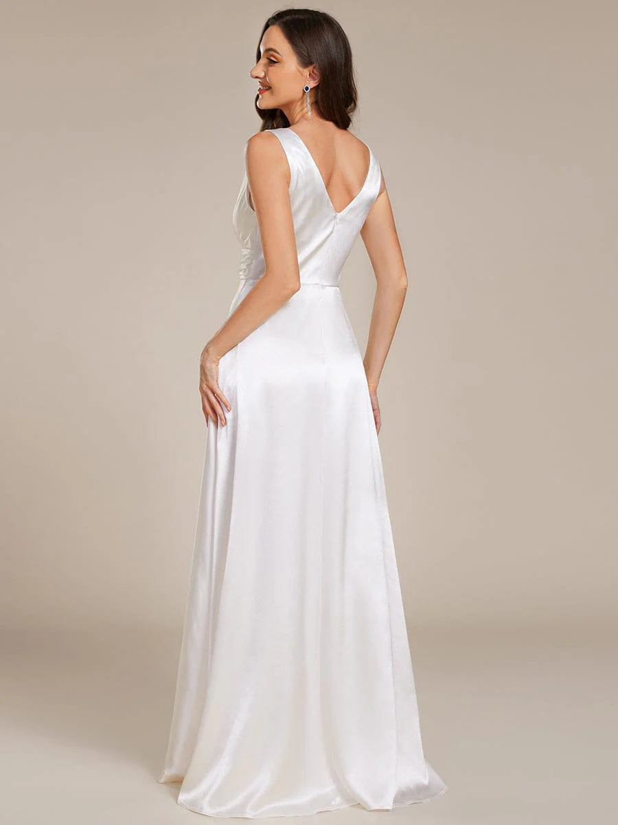 ever INDY|Sleeveless Empire Waist Satin Maxi Bridesmaid Dress With Pockets - Image 46