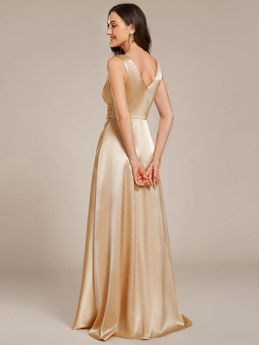ever INDY|Sleeveless Empire Waist Satin Maxi Bridesmaid Dress With Pockets - Image 28