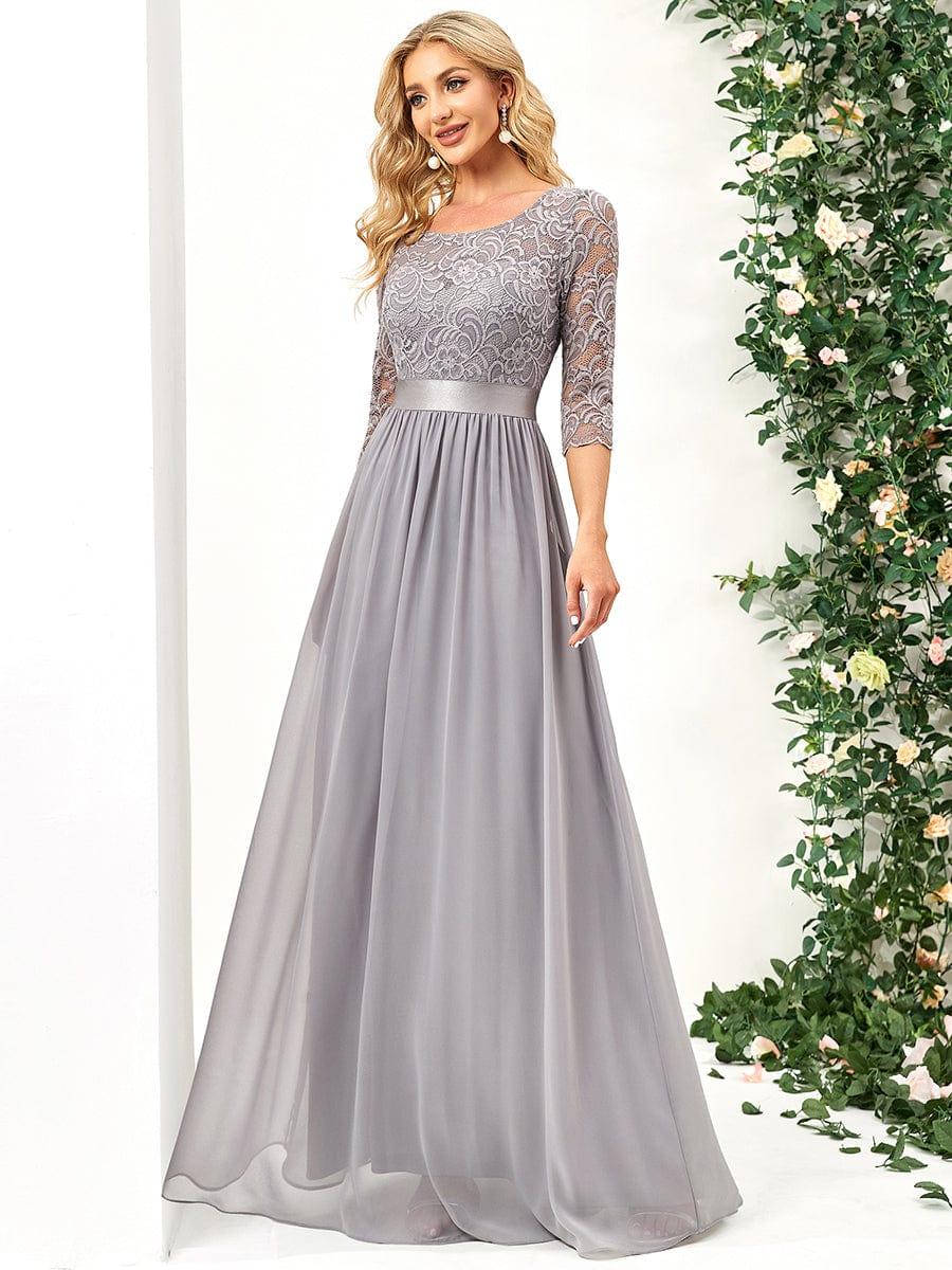 ever FAUN|Elegant Round Neck A Line See-Through Lace Bridesmaid Dress - Image 10