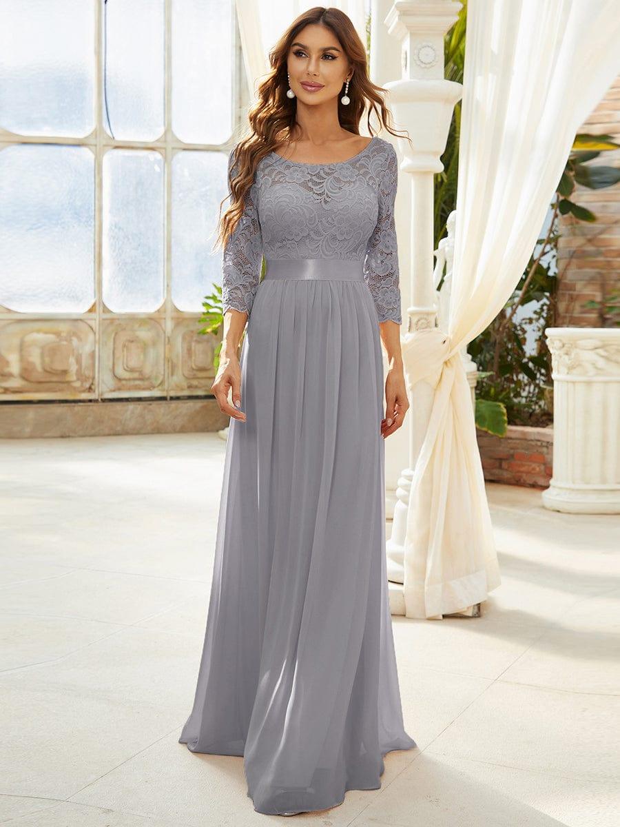 ever FAUN|Elegant Round Neck A Line See-Through Lace Bridesmaid Dress - Image 11