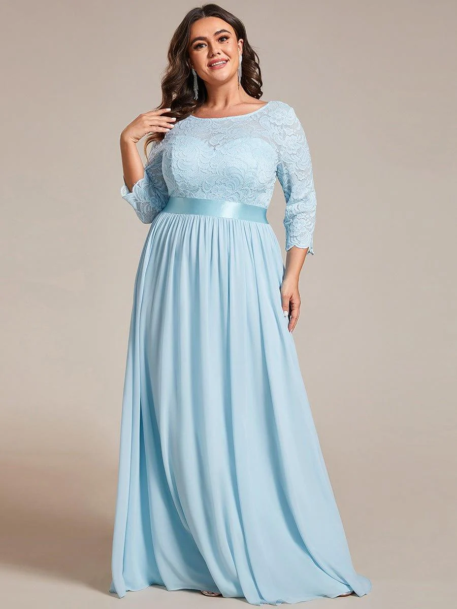 ever FAUN|Elegant Round Neck A Line See-Through Lace Bridesmaid Dress - Image 115