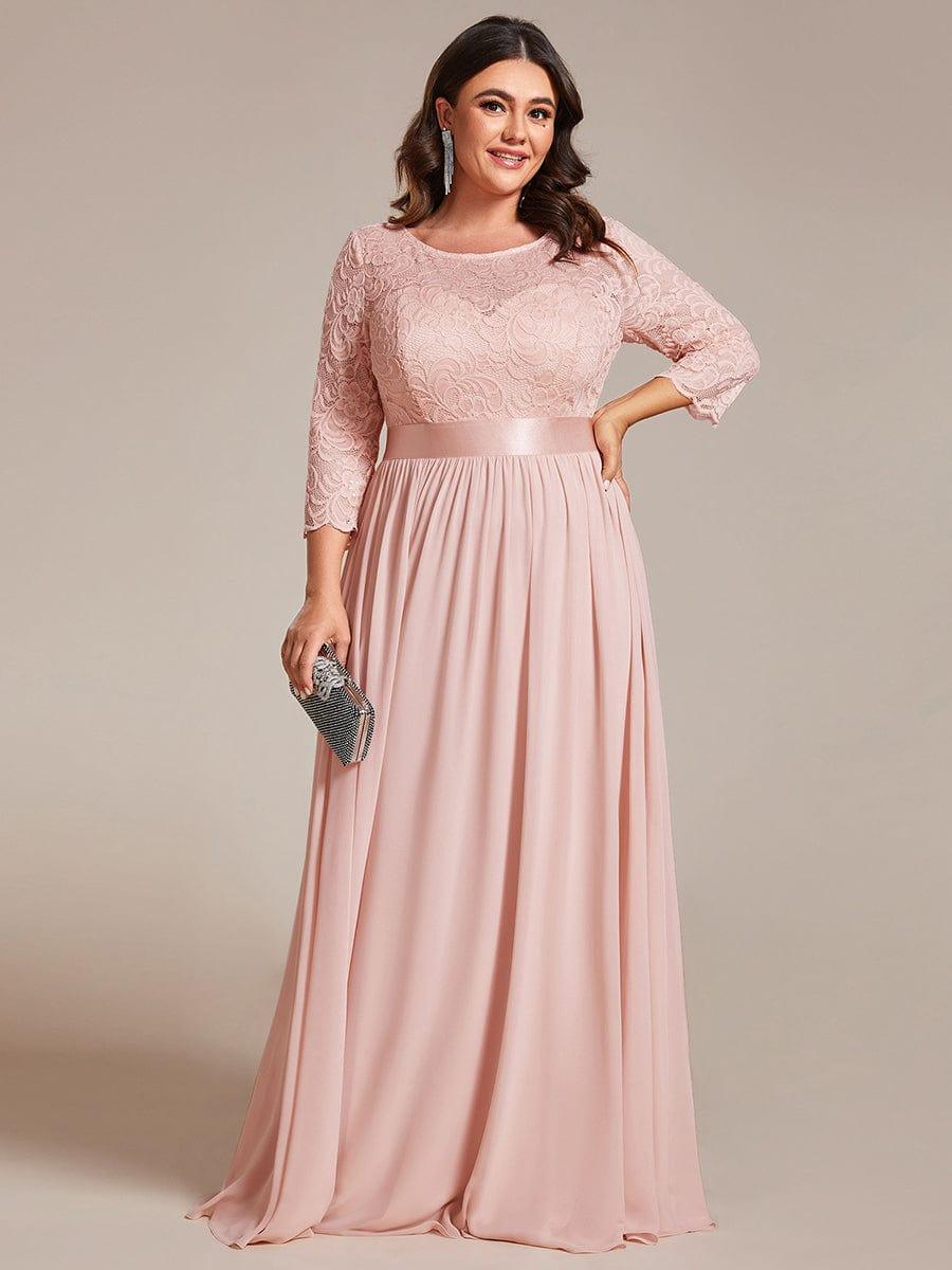 ever FAUN|Elegant Round Neck A Line See-Through Lace Bridesmaid Dress - Image 126