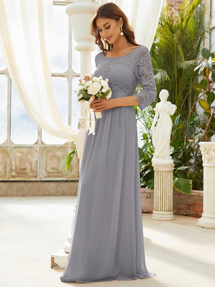 ever FAUN|Elegant Round Neck A Line See-Through Lace Bridesmaid Dress - Image 13